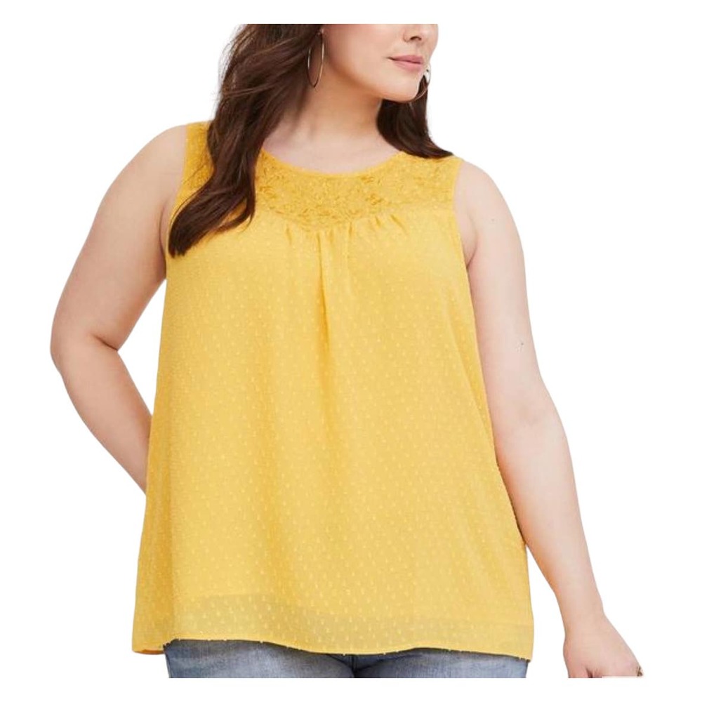 Torrid (4) Yellow Clip Dot Chiffon Tank